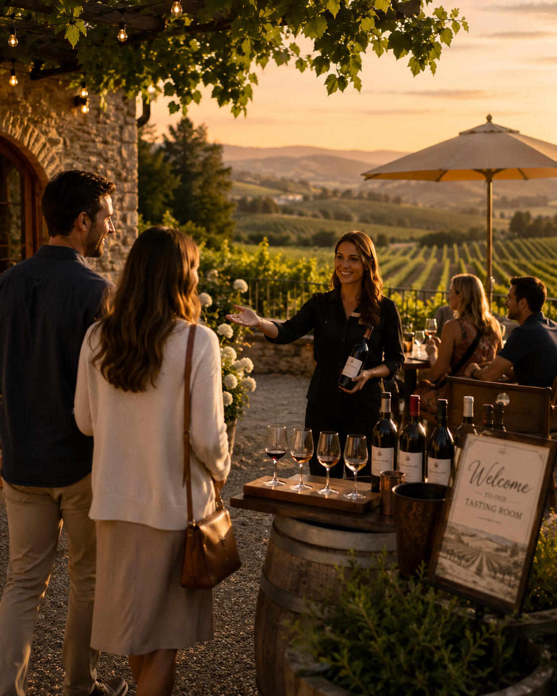Wineries Couple visiting a winery