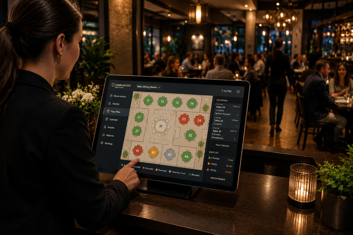 Warm Restaurant Host Stand Interface Restaurant Host Stand Looking at a table seating chart